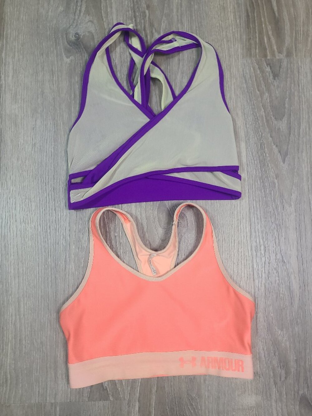 Fabletics & Under Armour Sports Bra Flawed Bundle Pack Pink Purple Cream- Size S